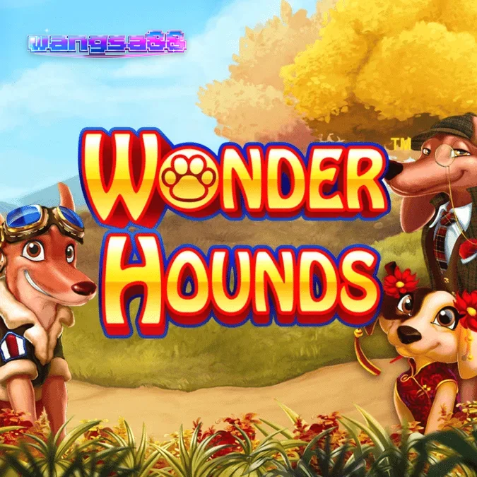 Tampilan visual slot Wonder Hounds yang menampilkan simbol anjing dan elemen permainan.