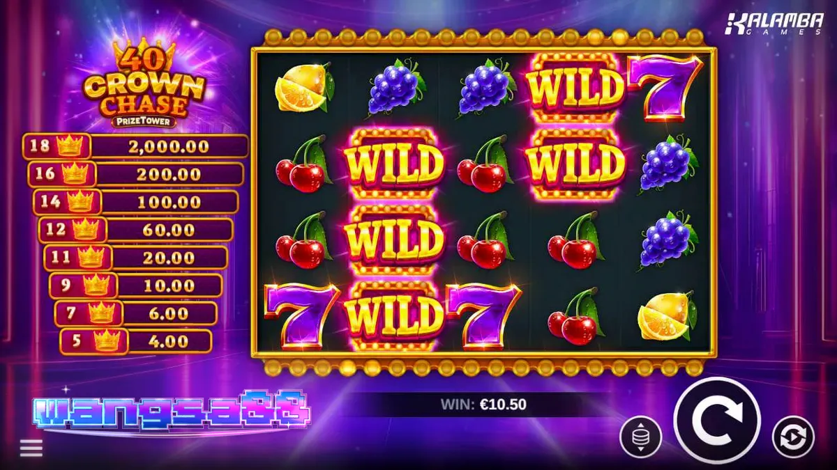 Tampilan visual slot 40 Crown Chase PrizeTower dengan tema mahkota yang mewah